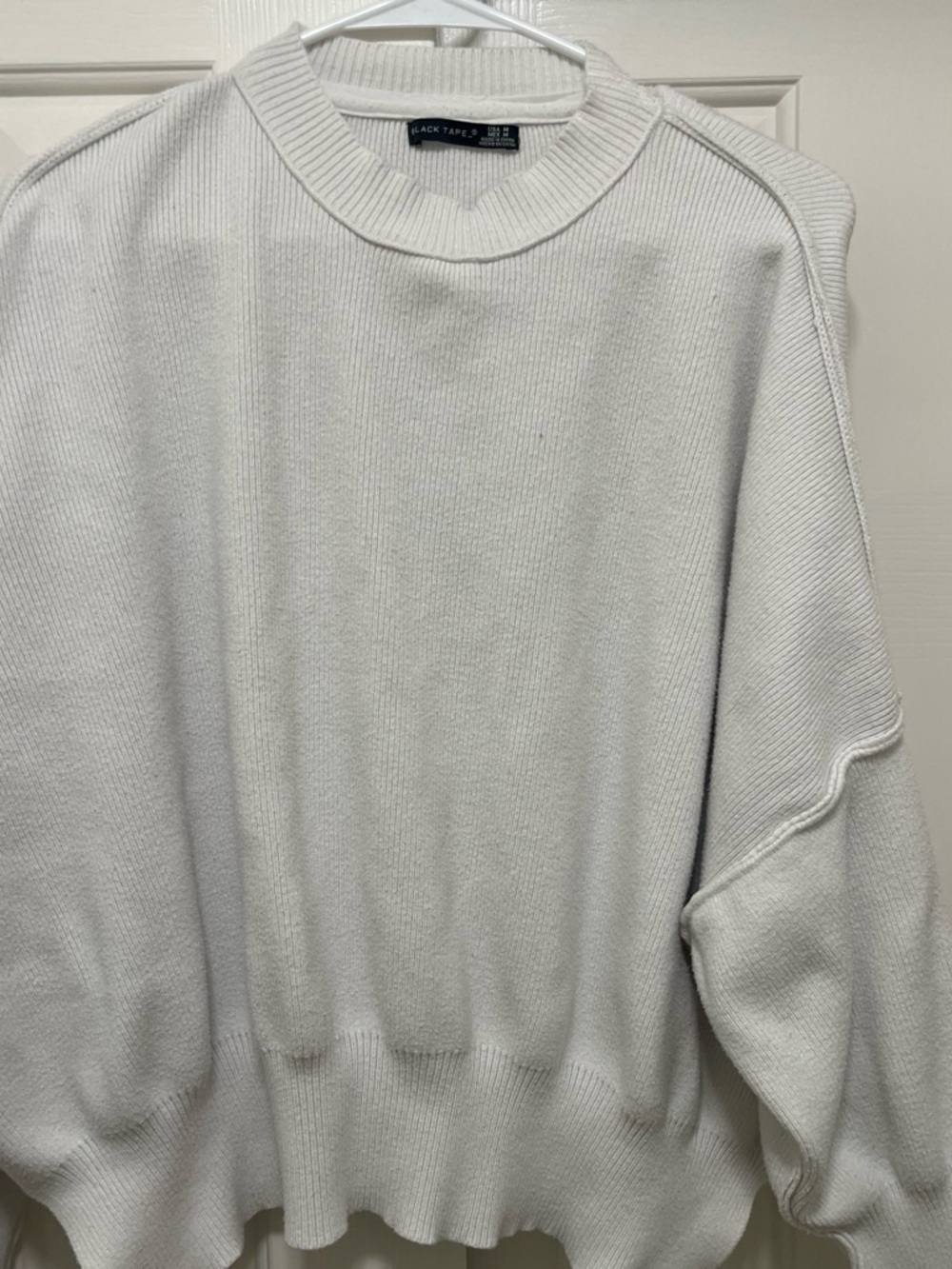 Black Tape_ Men's Cream Crewneck Knit Sweater